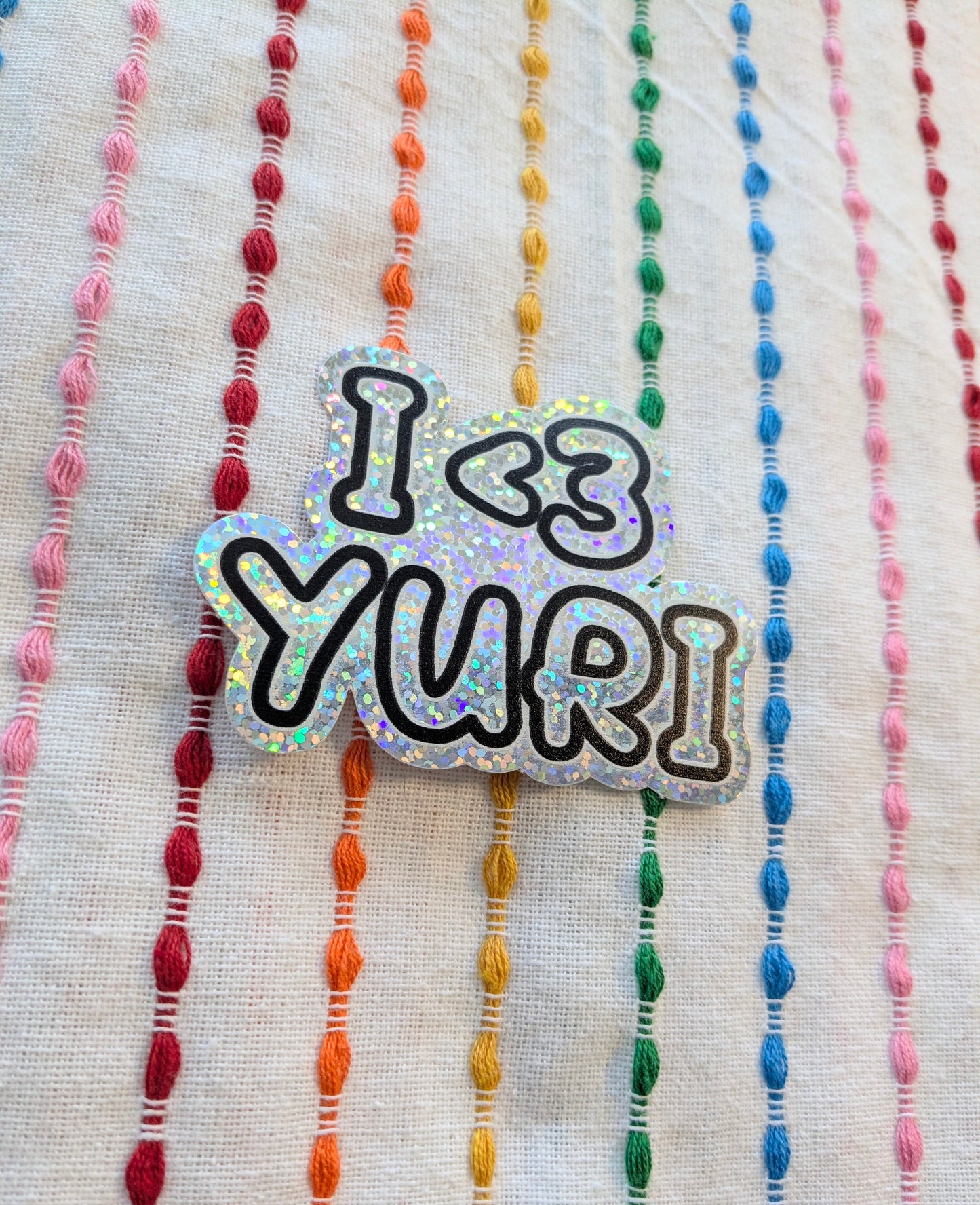I <3 Yuri Glitter Vinyl Sticker - 3 Inch