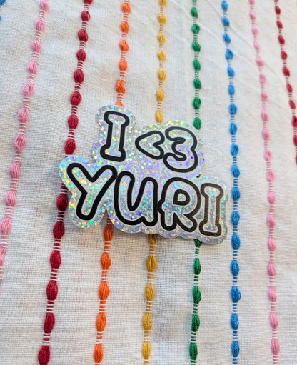 I <3 Yuri Glitter Vinyl Sticker - 3 Inch