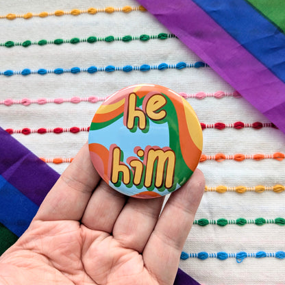 Cute Handmade Pronouns Buttons | 2.25 Inch