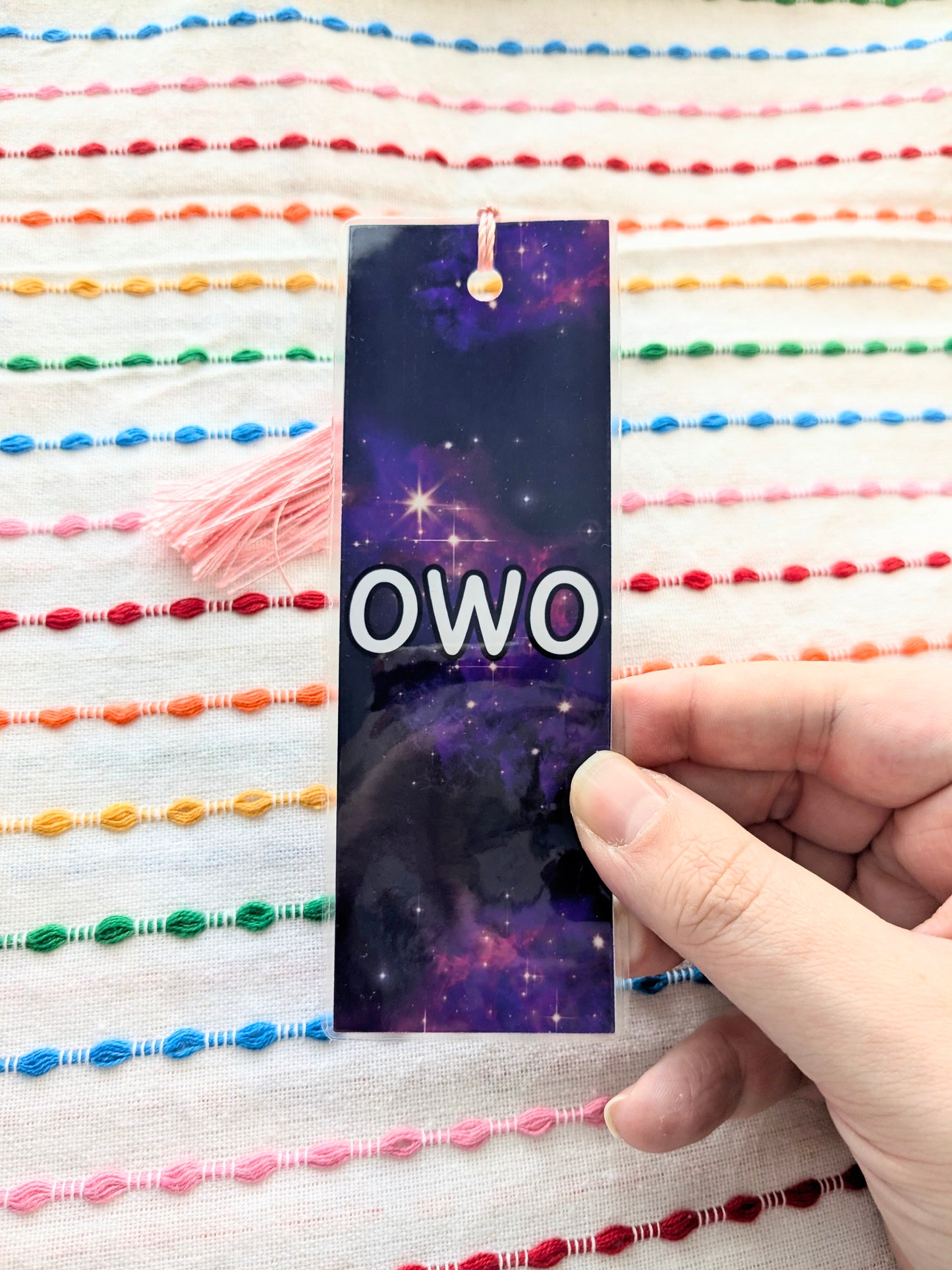 OWO Furry Handmade Double Sided Bookmark with Multicolored Tassel