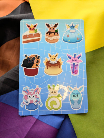 Dessert Eeveelutions Cute Chibi Sticker Sheet