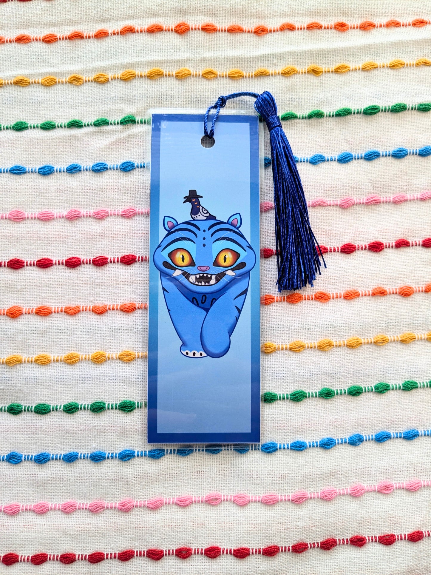 Derpy Tiger KPDH Handmade Double Sided Bookmark with Multicolored Tassel