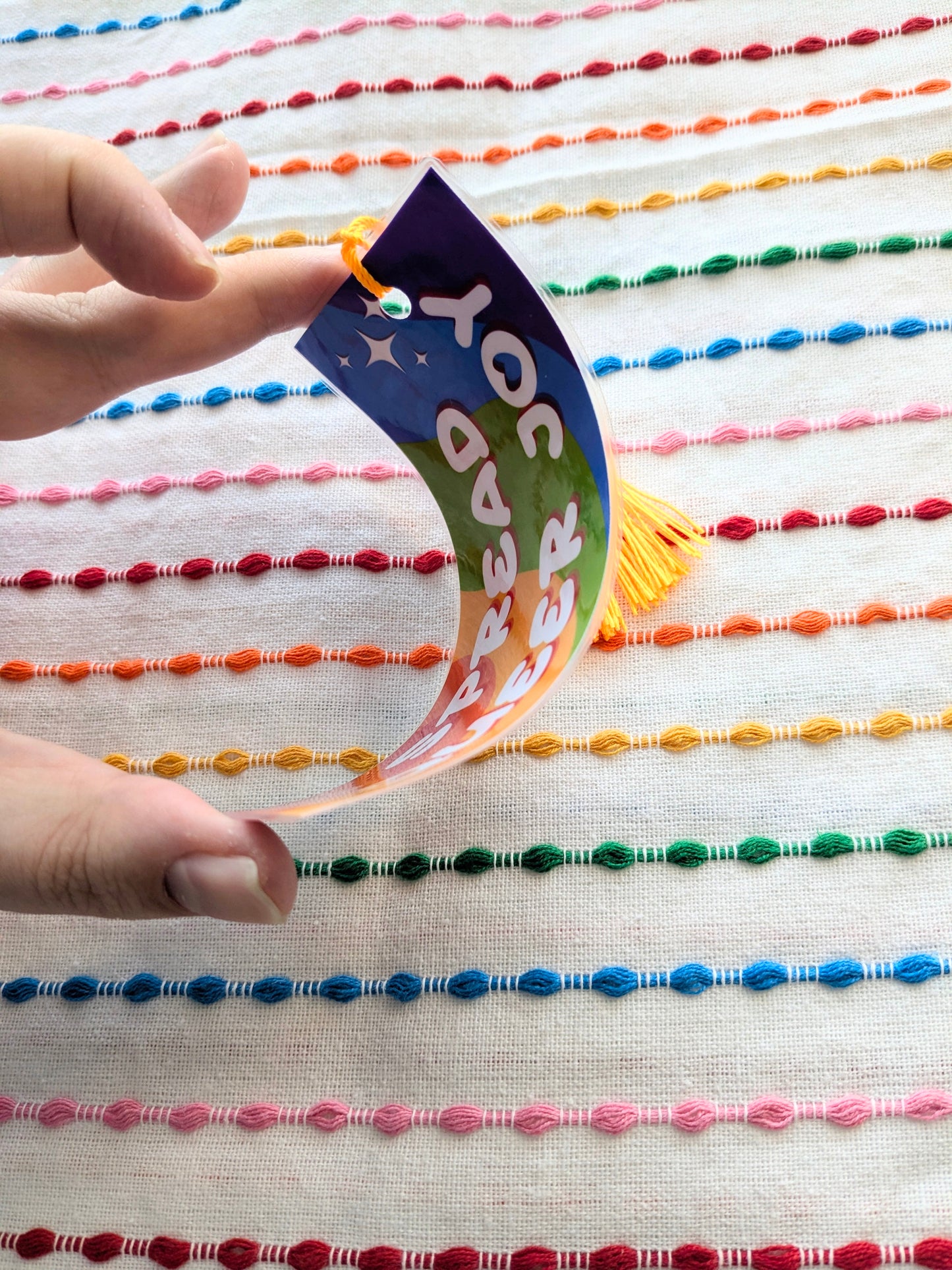 Spread Queer Joy Handmade Double Sided Bookmark with Multicolored Tassel