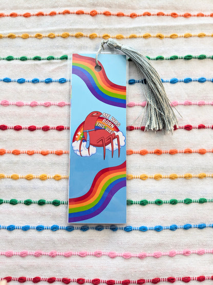 Me Was Born This Way Alan Pride Handmade Double Sided Bookmark with Multicolored Tassel