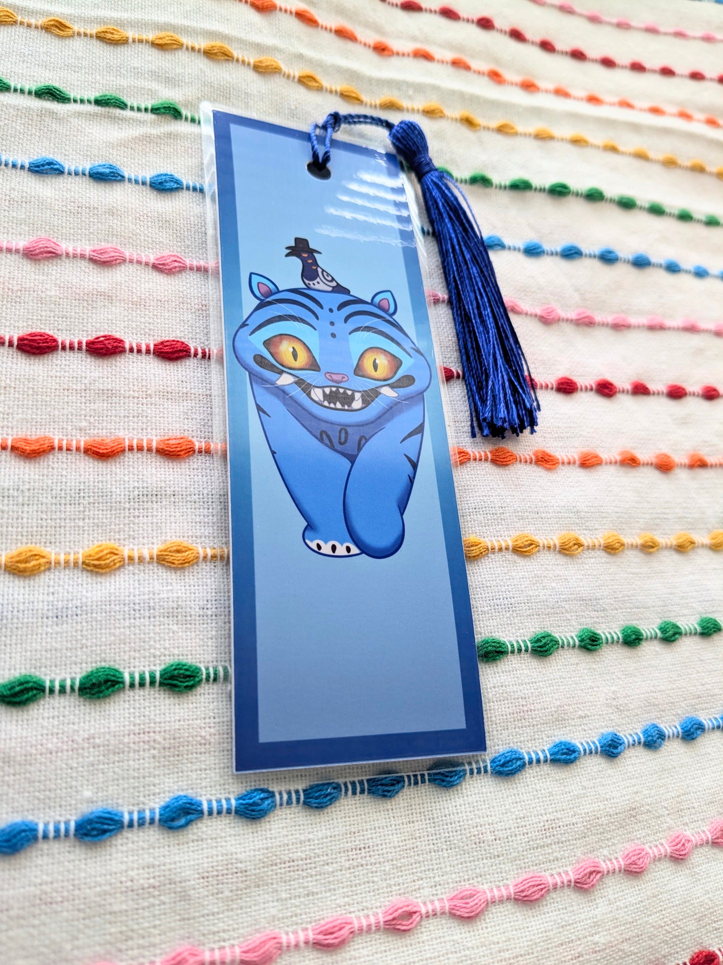 Derpy Tiger KPDH Handmade Double Sided Bookmark with Multicolored Tassel