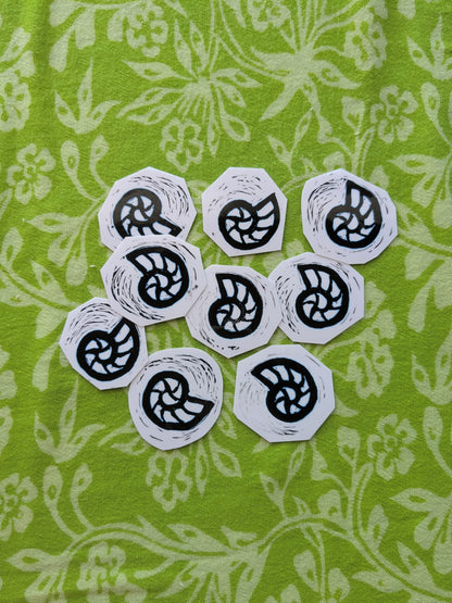 Fossil Linocut Vinyl Sticker