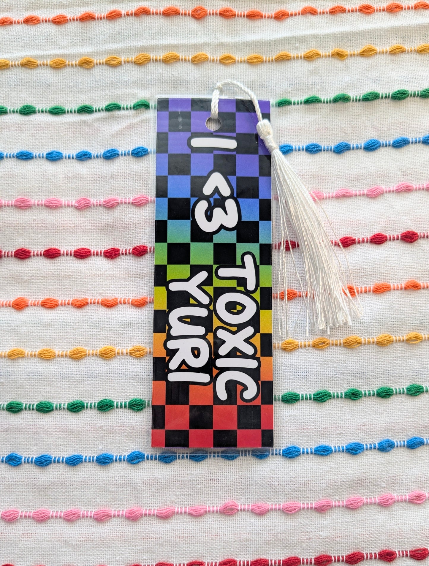 I <3 Yaoi & Yuri Handmade Double Sided Bookmark with Multicolored Tassel