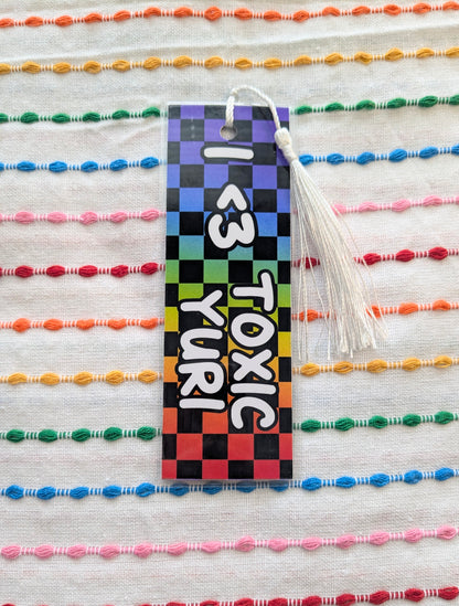 I <3 Yaoi & Yuri Handmade Double Sided Bookmark with Multicolored Tassel
