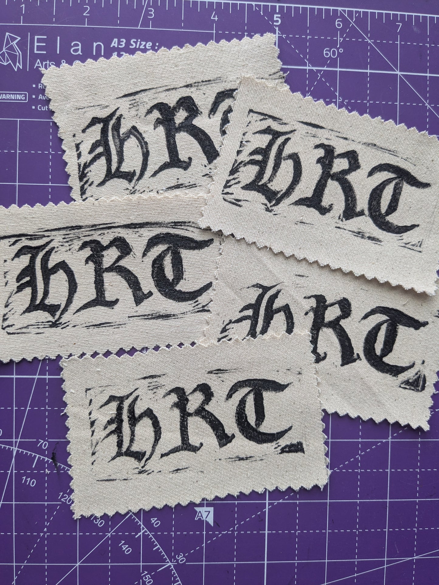 HRT handmade linocut patch