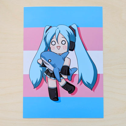 Hatsune Miku Blahaj 5x7 Art Print