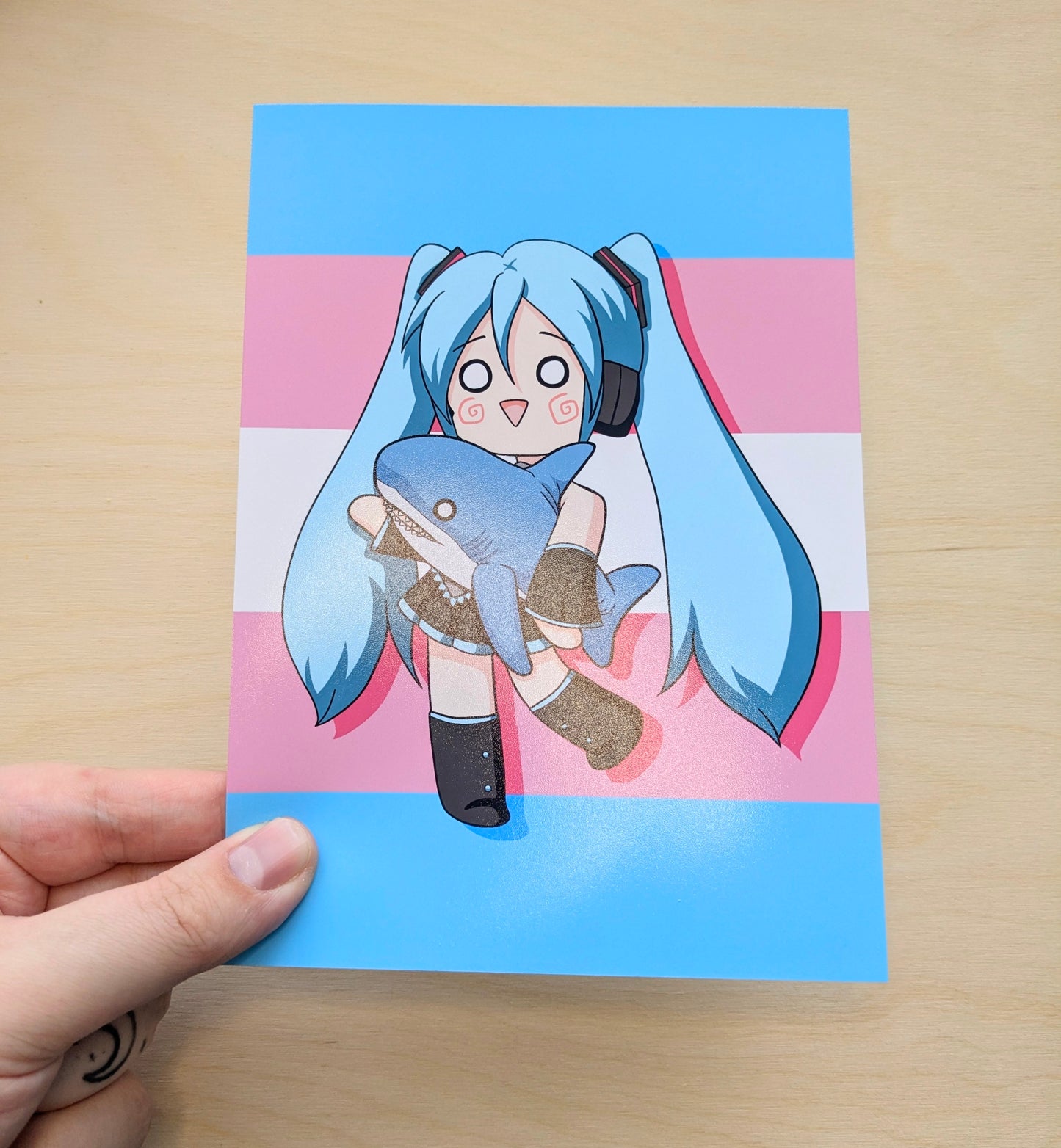 Hatsune Miku Blahaj 5x7 Art Print