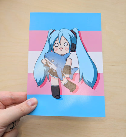 Hatsune Miku Blahaj 5x7 Art Print
