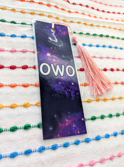 OWO Furry Handmade Double Sided Bookmark with Multicolored Tassel