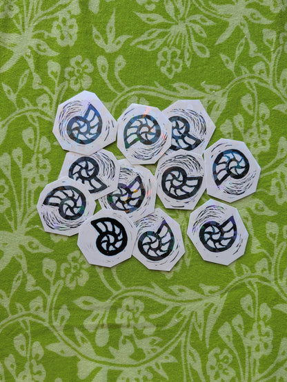 Fossil Linocut Vinyl Sticker