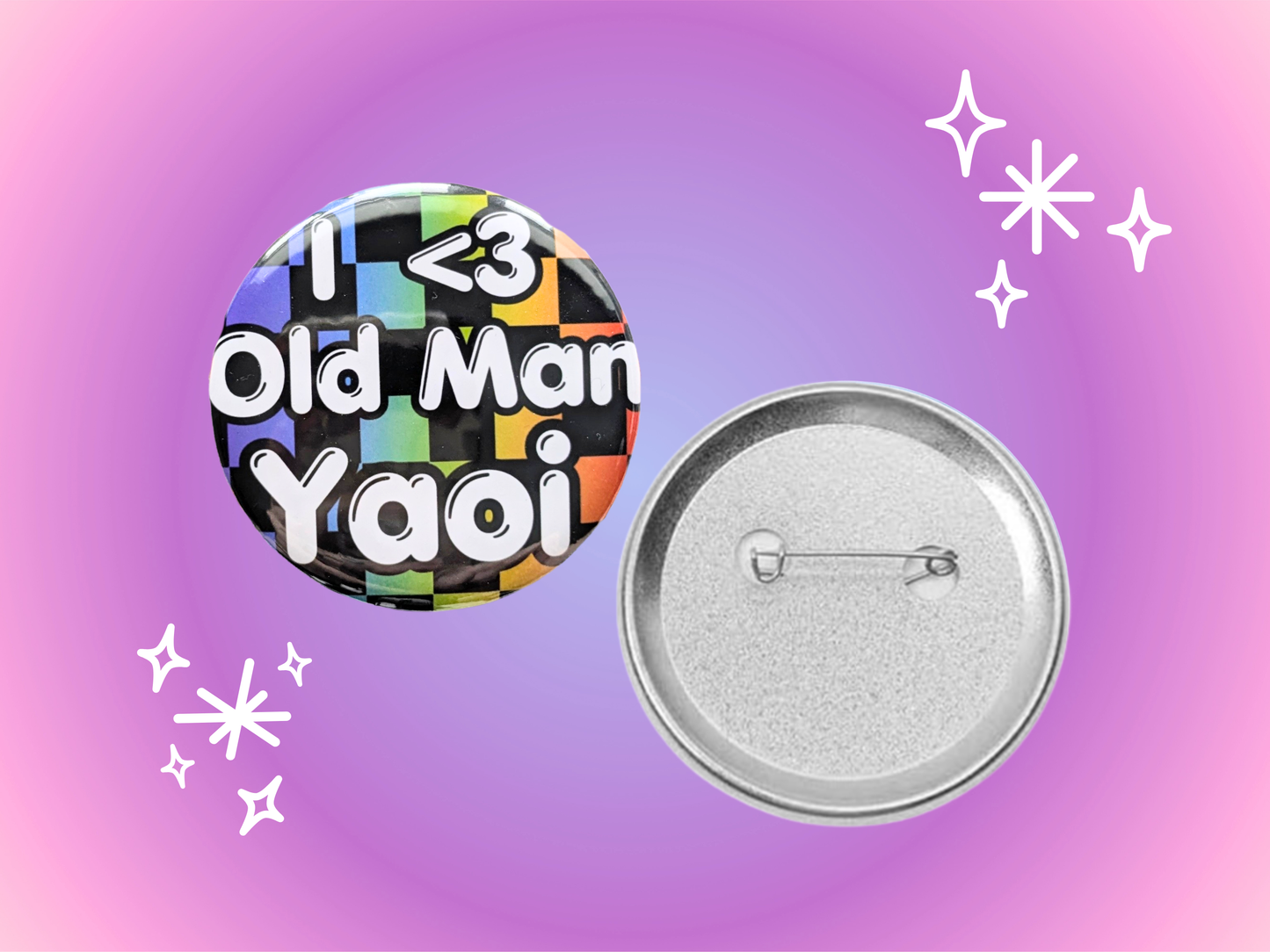 I <3 Old Man Yaoi 2.2 Inch Holographic Pinback Button