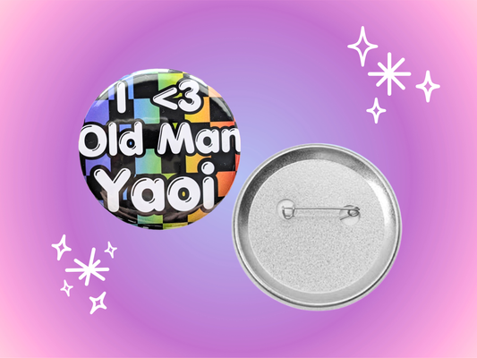 I <3 Old Man Yaoi 2.2 Inch Holographic Pinback Button