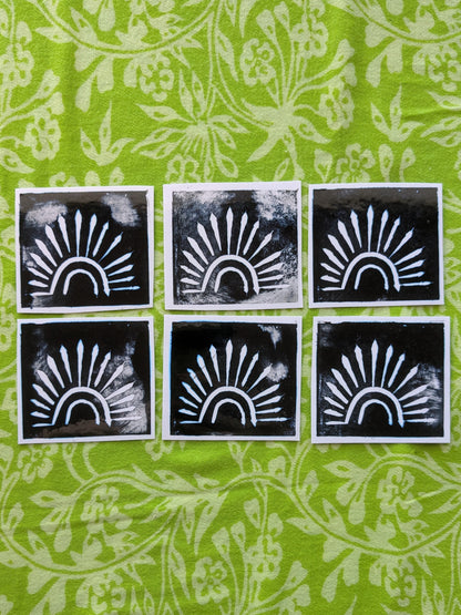 Sunburst Linocut Vinyl Sticker
