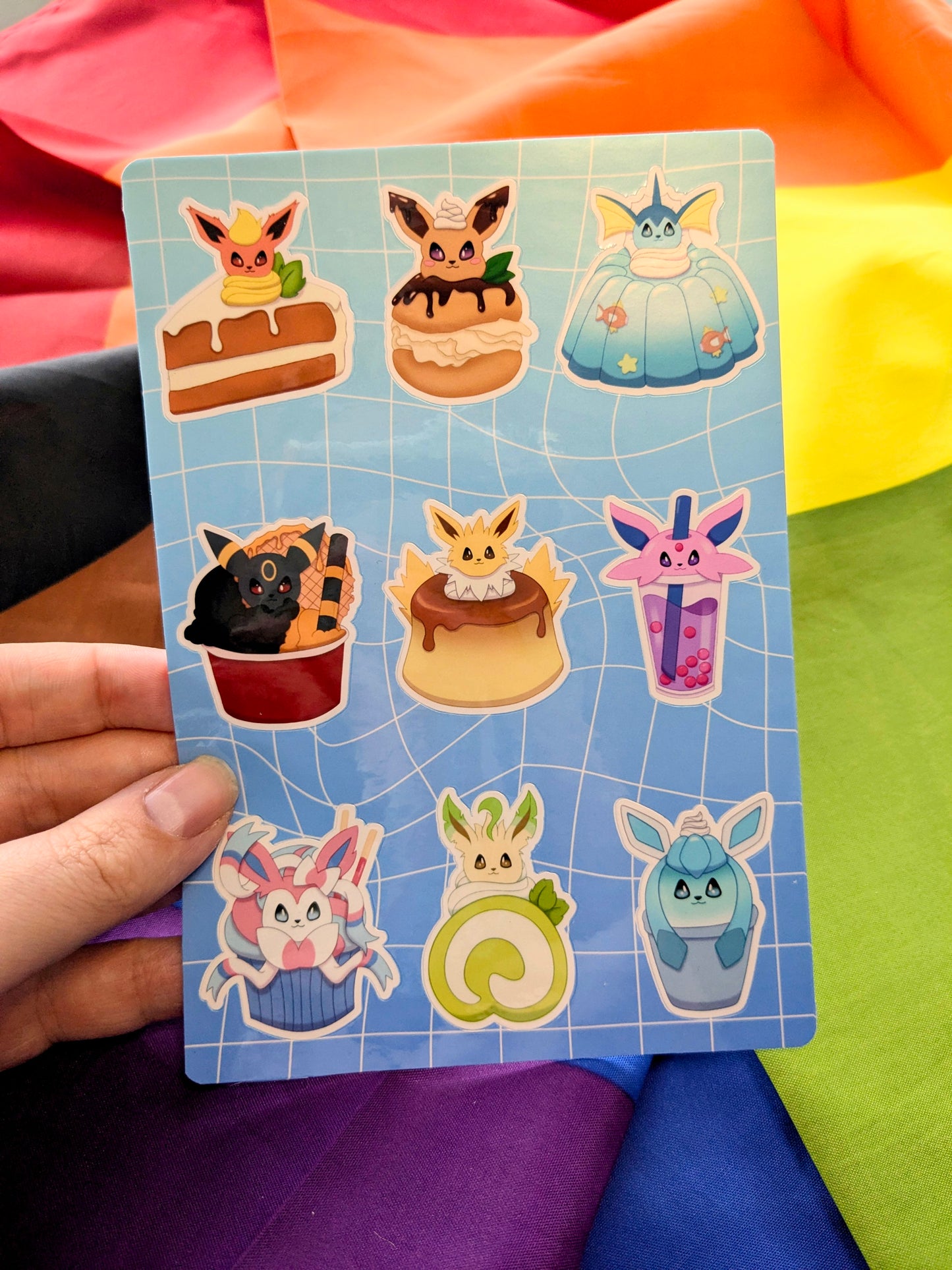 Dessert Eeveelutions Cute Chibi Sticker Sheet
