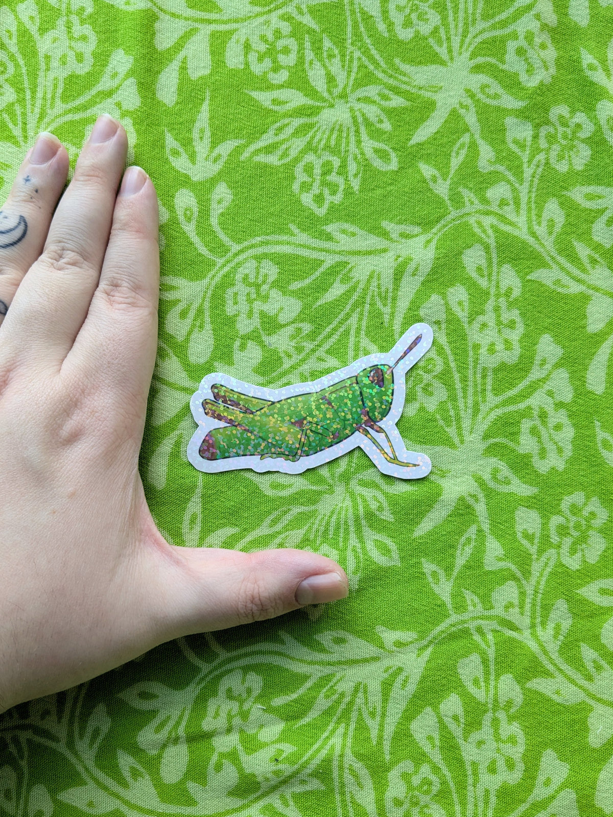 Grasshopper Glitter Holo 3 Inch Vinyl Sticker