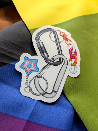 Trans Lesbian Carabiner 3 Inch Vinyl Sticker