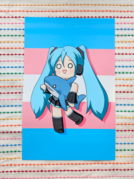 Hatsune Miku Blahaj 11x17 Art Print