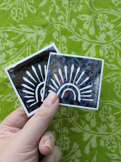 Sunburst Linocut Vinyl Sticker