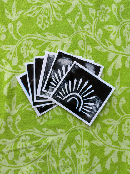Sunburst Linocut Vinyl Sticker