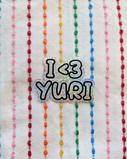 I <3 Yuri Glitter Vinyl Sticker - 3 Inch