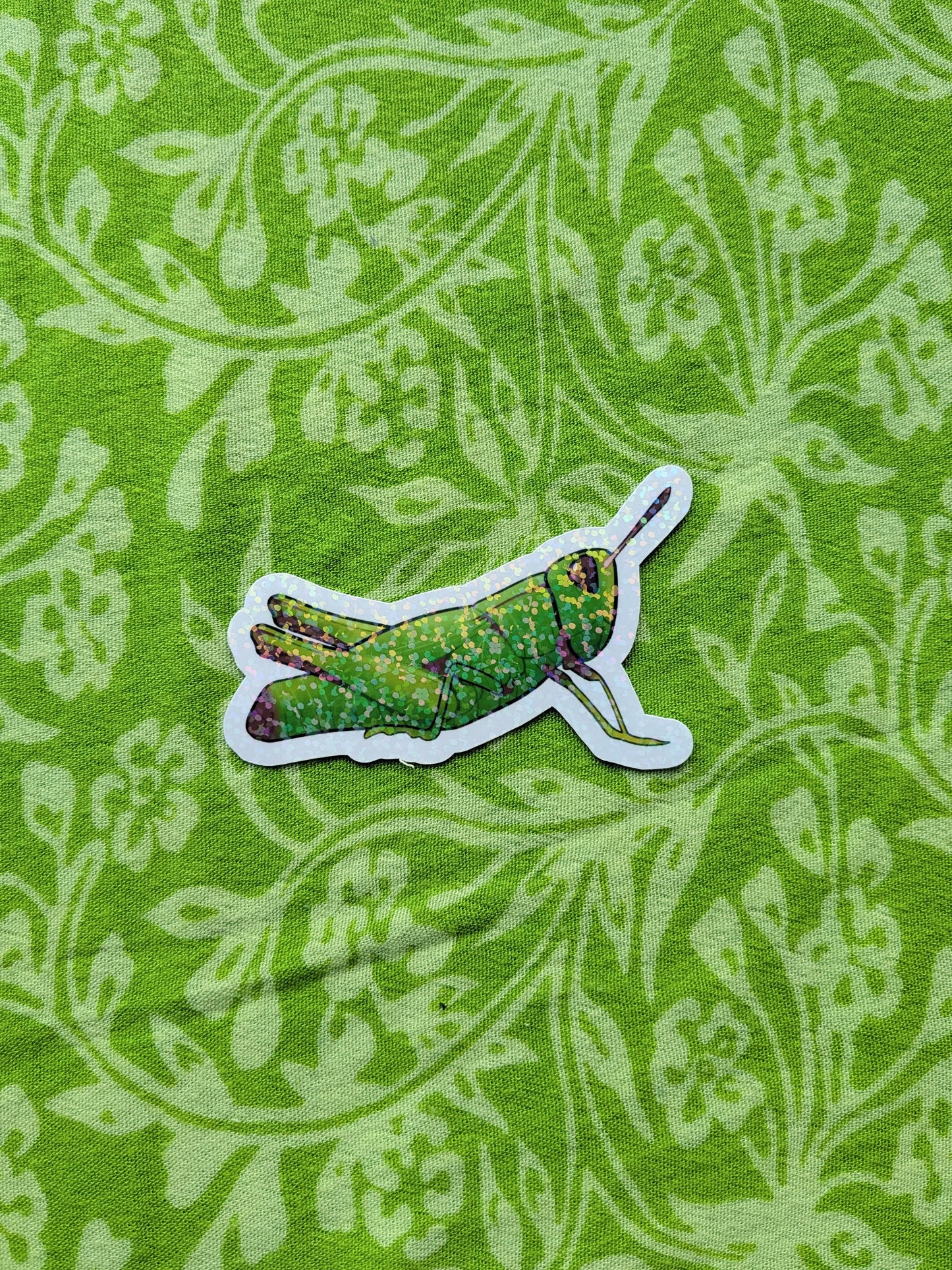 Grasshopper Glitter Holo 3 Inch Vinyl Sticker