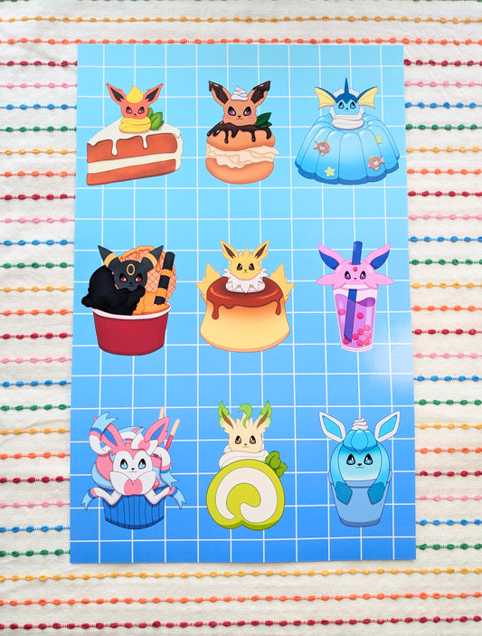Dessert Eeveelutions Cute Chibi  11x17 Art Print