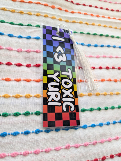 I <3 Yaoi & Yuri Handmade Double Sided Bookmark with Multicolored Tassel