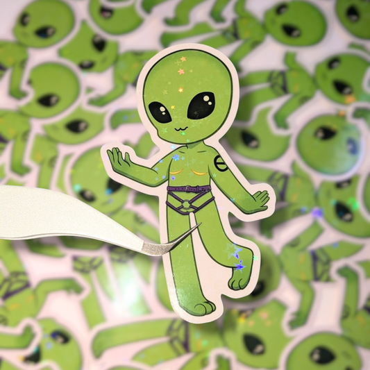 Transgender Alien 3 inch Glitter Vinyl Sticker