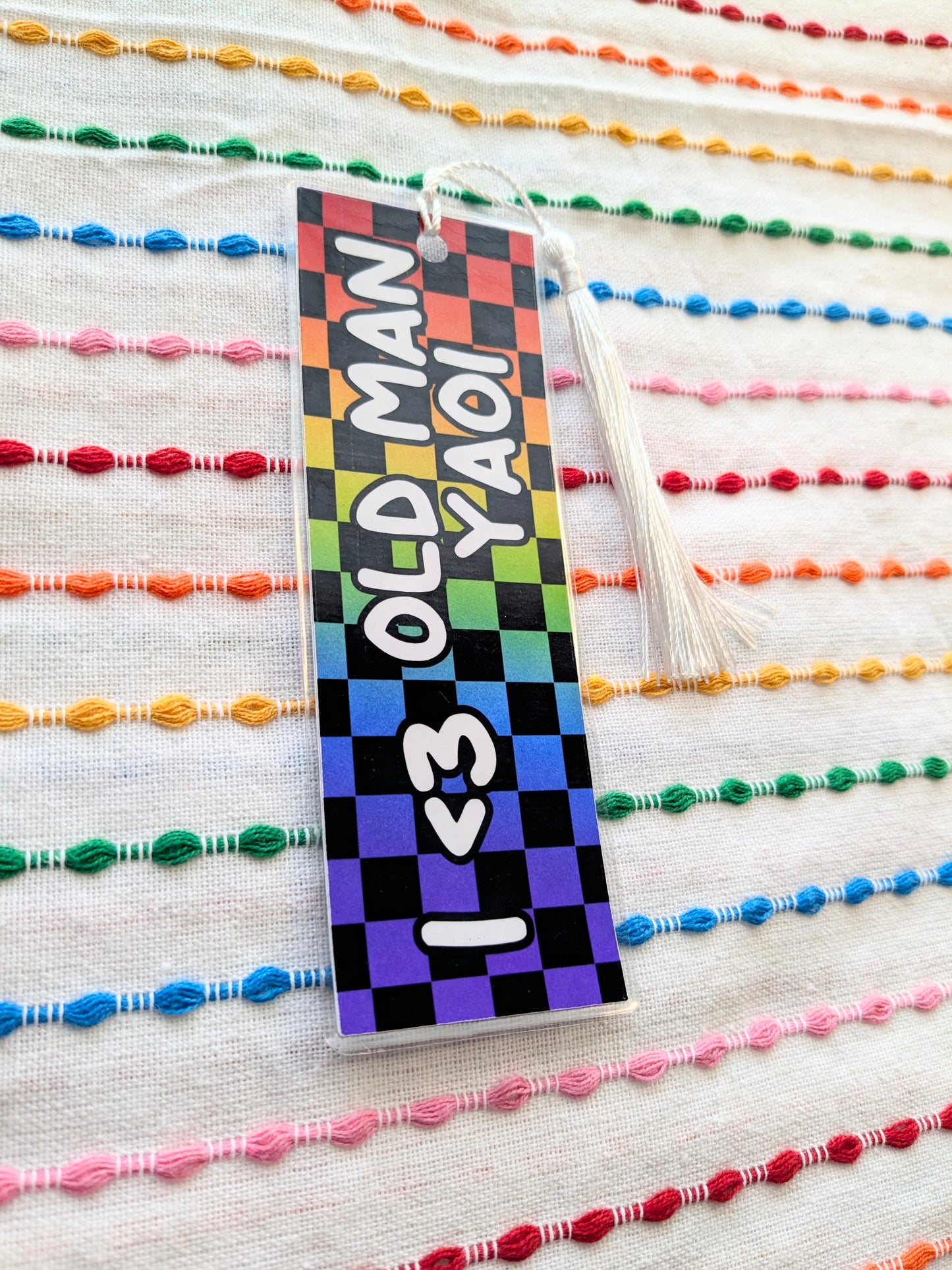 I <3 Yaoi & Yuri Handmade Double Sided Bookmark with Multicolored Tassel