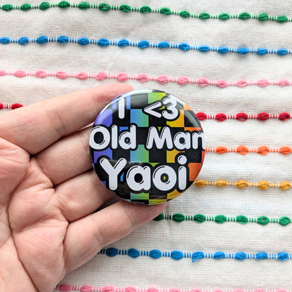 I <3 Old Man Yaoi 2.2 Inch Holographic Pinback Button