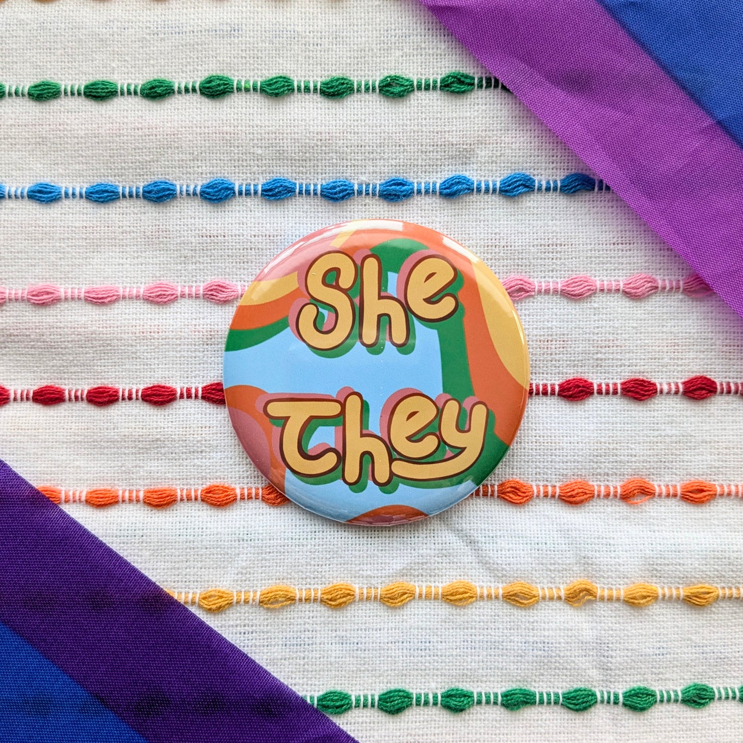 Cute Handmade Pronouns Buttons | 2.25 Inch