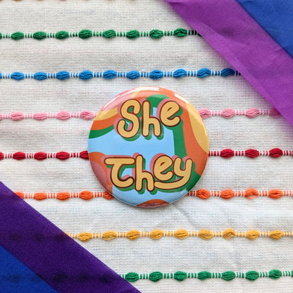 Cute Handmade Pronouns Buttons | 2.25 Inch