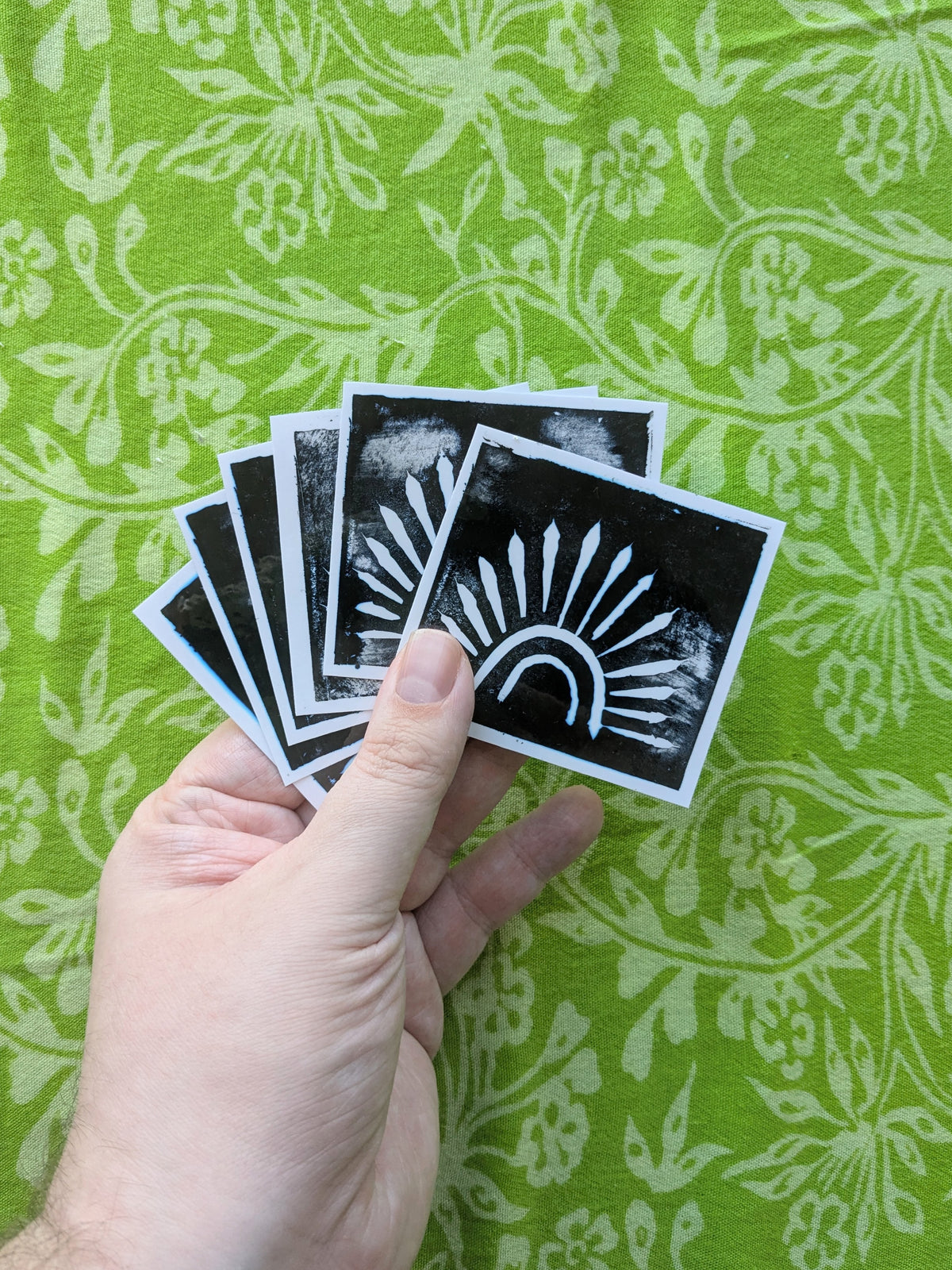 Sunburst Linocut Vinyl Sticker