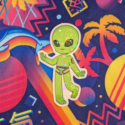 Transgender Alien 3 inch Glitter Vinyl Sticker