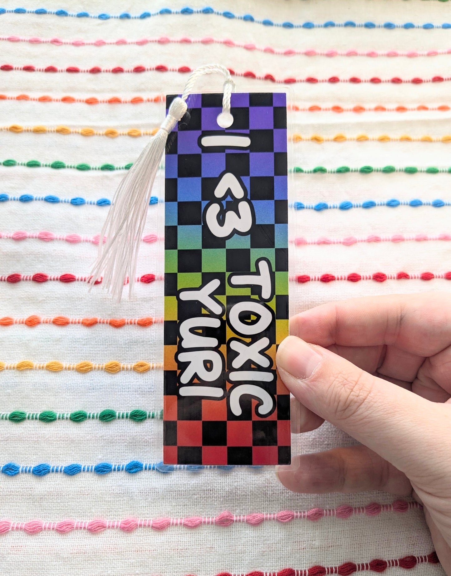 I <3 Yaoi & Yuri Handmade Double Sided Bookmark with Multicolored Tassel