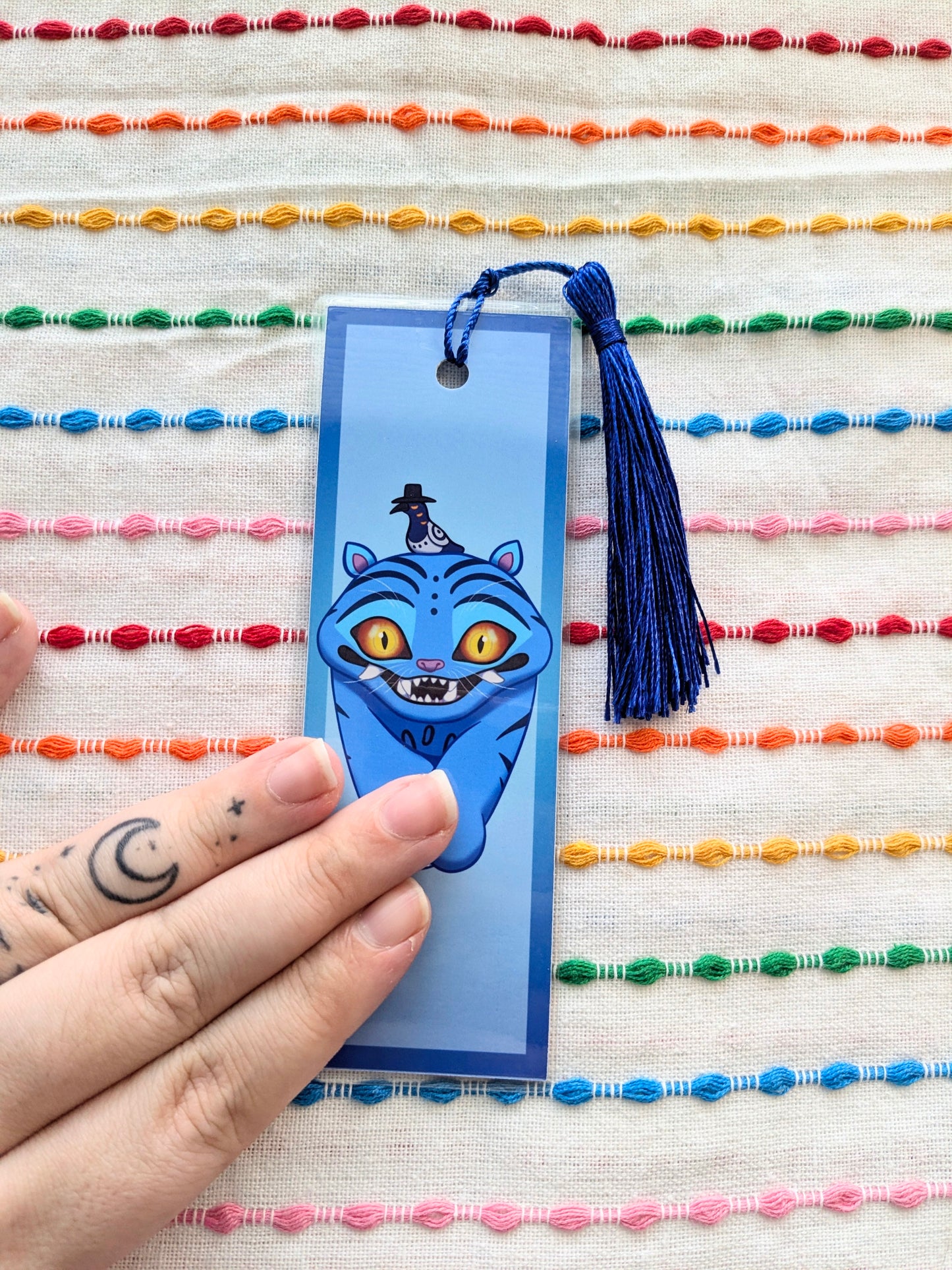 Derpy Tiger KPDH Handmade Double Sided Bookmark with Multicolored Tassel