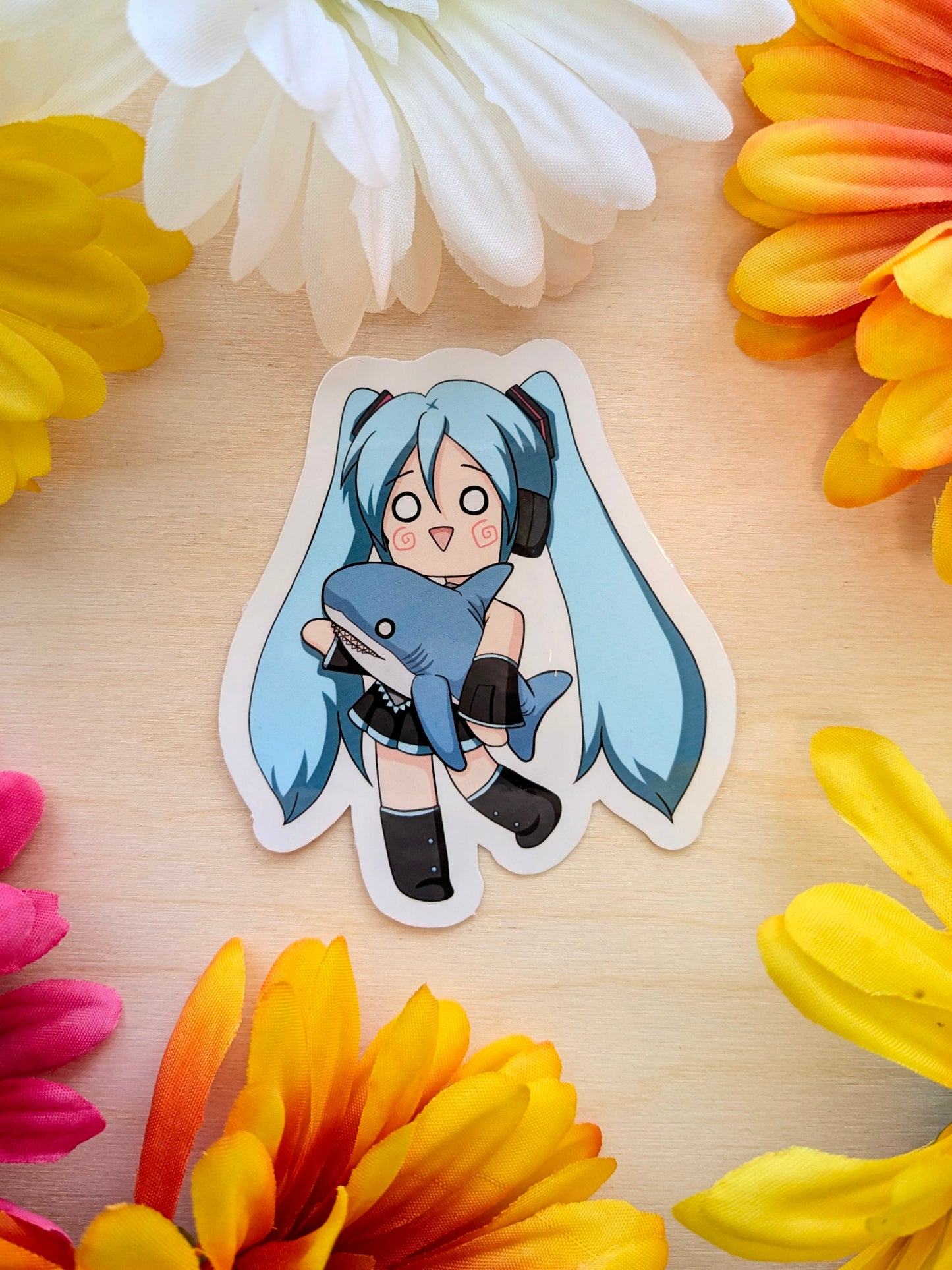 Hatsune Miku Blahaj Vinyl Sticker