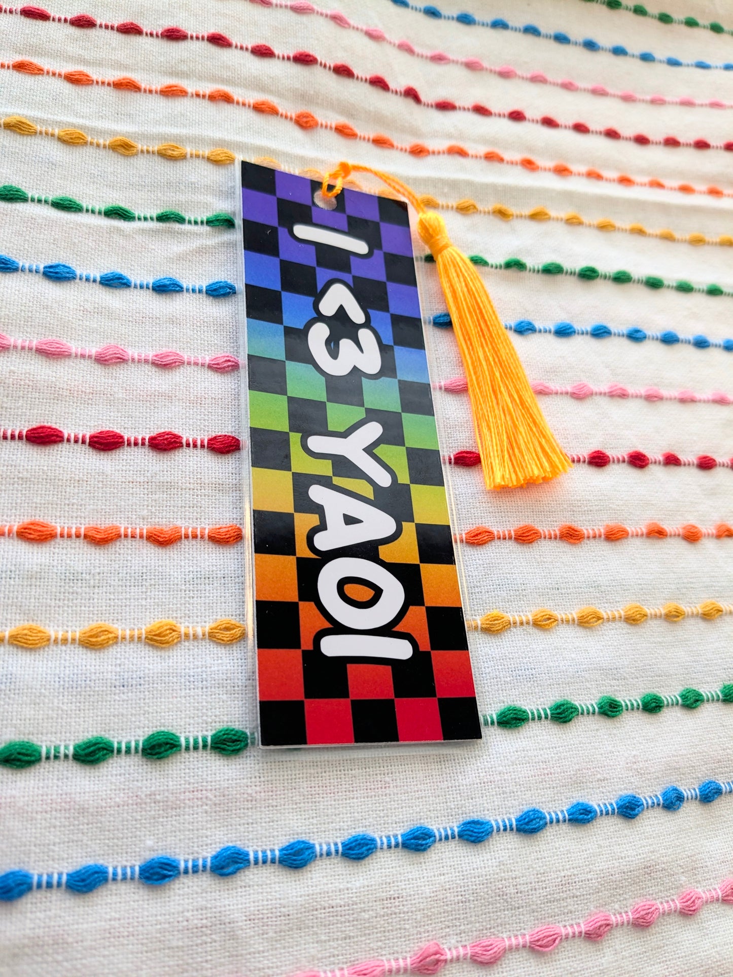 I <3 Yaoi & Yuri Handmade Double Sided Bookmark with Multicolored Tassel