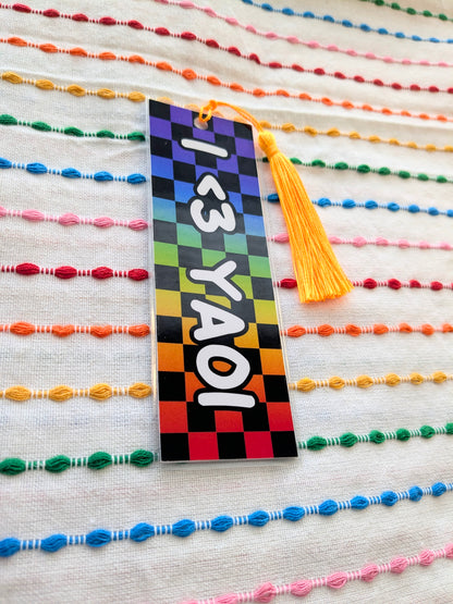 I <3 Yaoi & Yuri Handmade Double Sided Bookmark with Multicolored Tassel