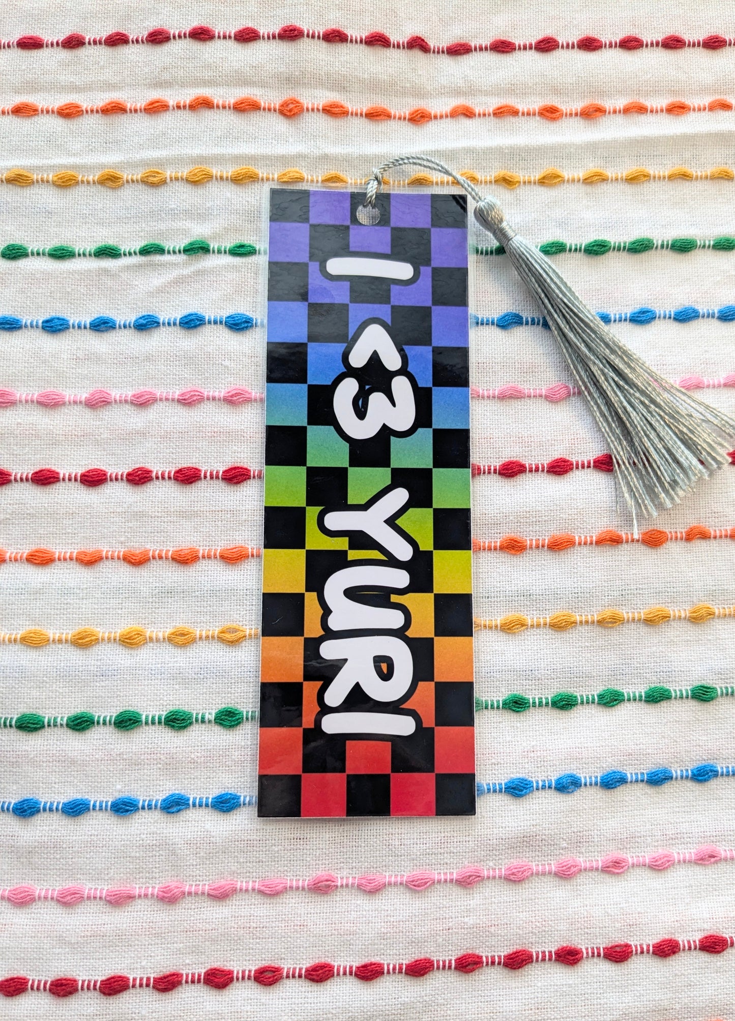 I <3 Yaoi & Yuri Handmade Double Sided Bookmark with Multicolored Tassel