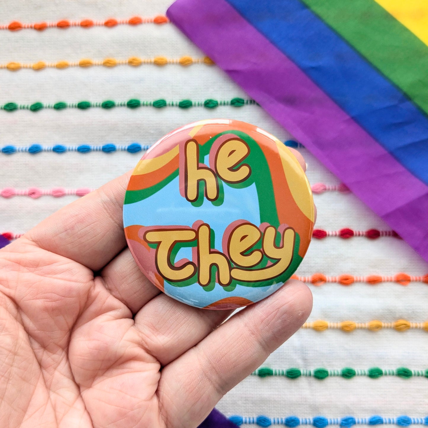 Cute Handmade Pronouns Buttons | 2.25 Inch