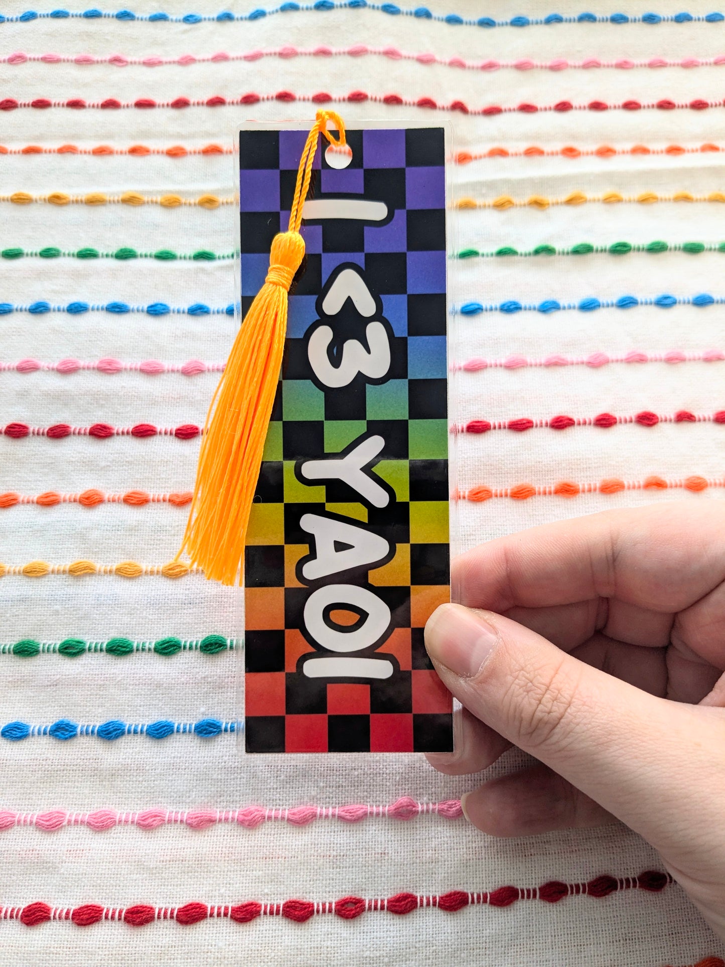 I <3 Yaoi & Yuri Handmade Double Sided Bookmark with Multicolored Tassel