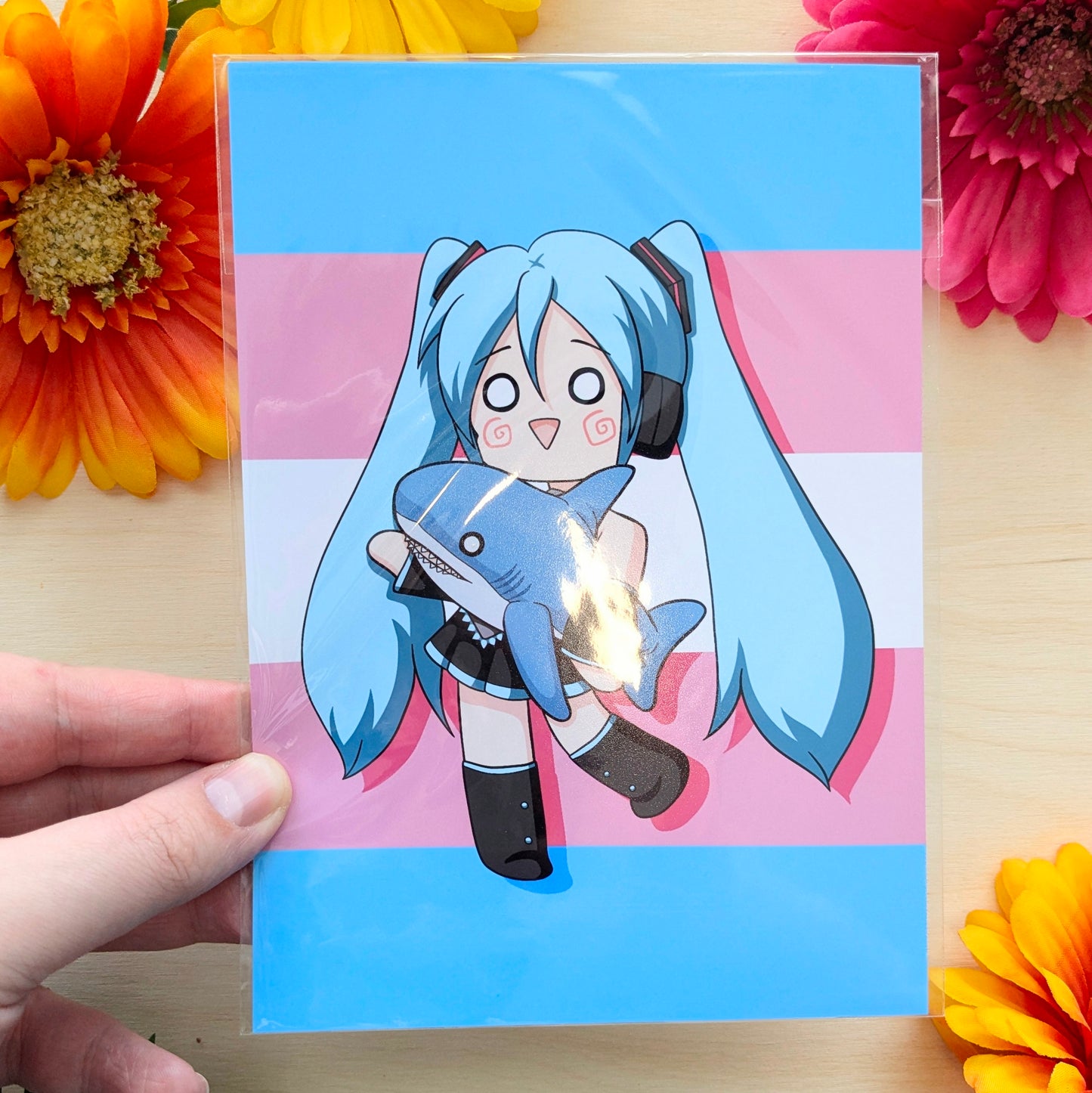 Hatsune Miku Blahaj 5x7 Art Print