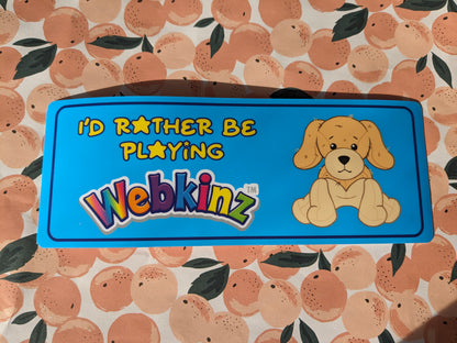 Id Rather Be Playing Webkinz Bumper Sticker | 3 Inch Sticker