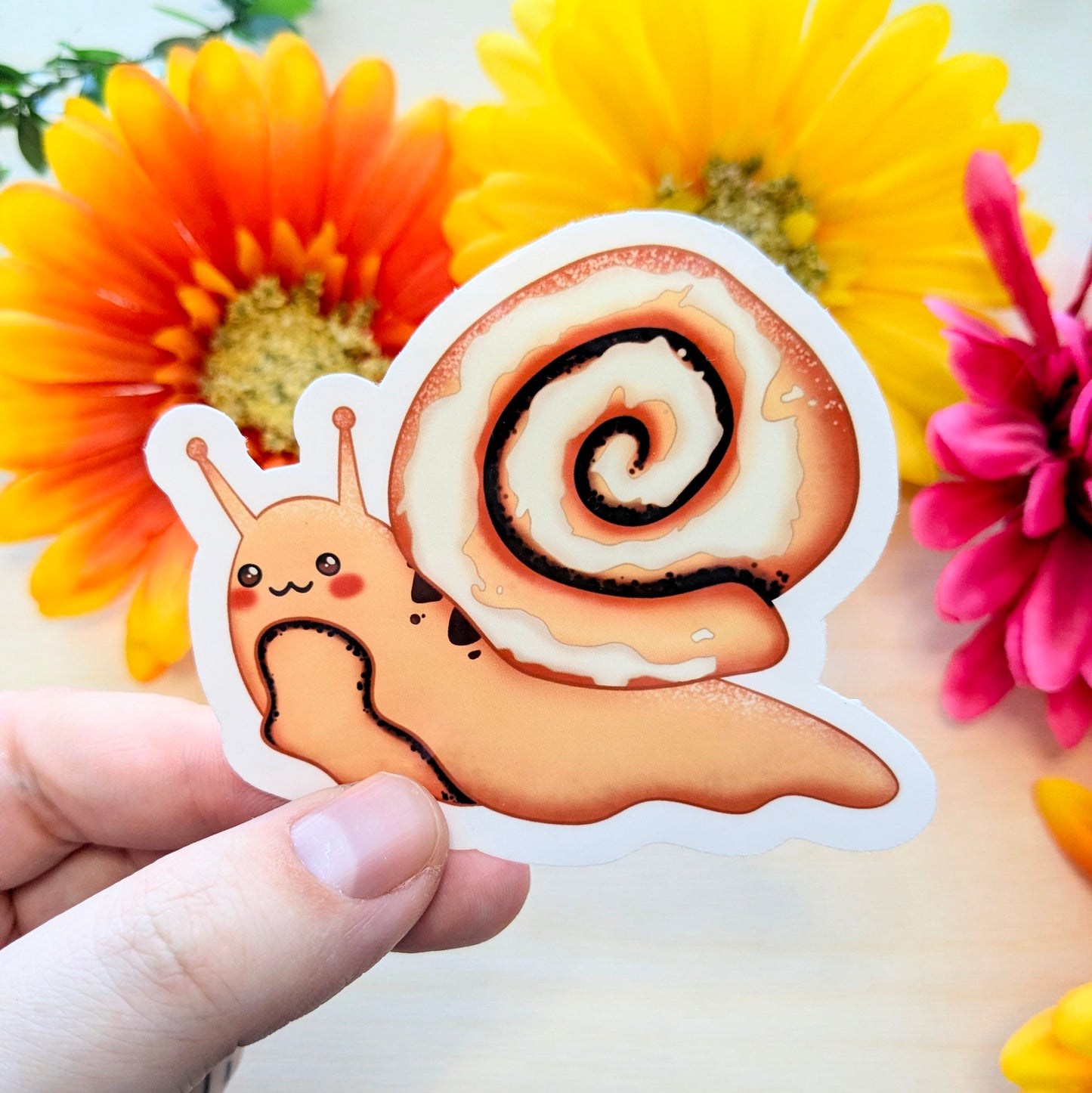 Cinnamon Roll Snail Cute Vinyl Sticker