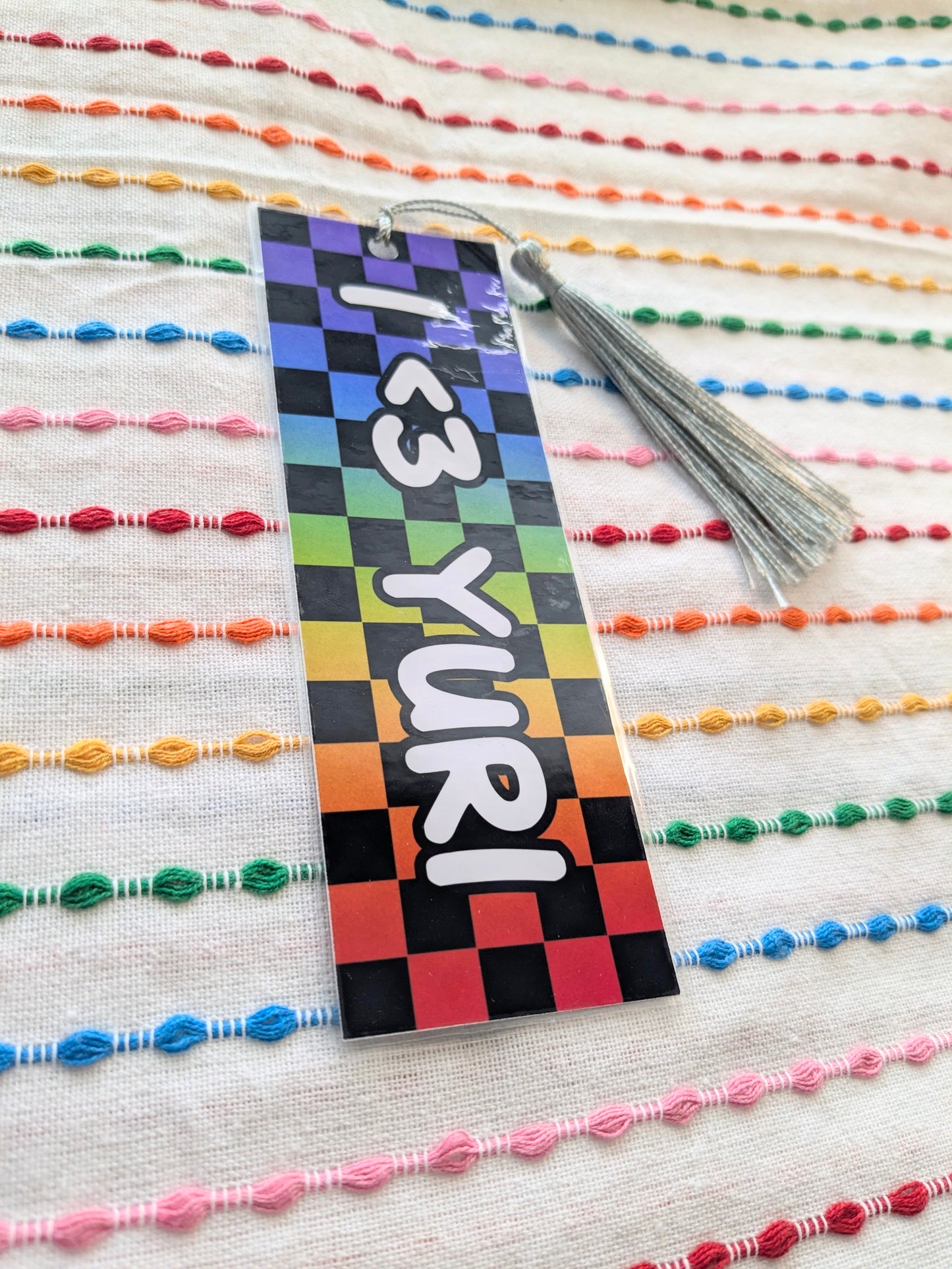 I <3 Yaoi & Yuri Handmade Double Sided Bookmark with Multicolored Tassel